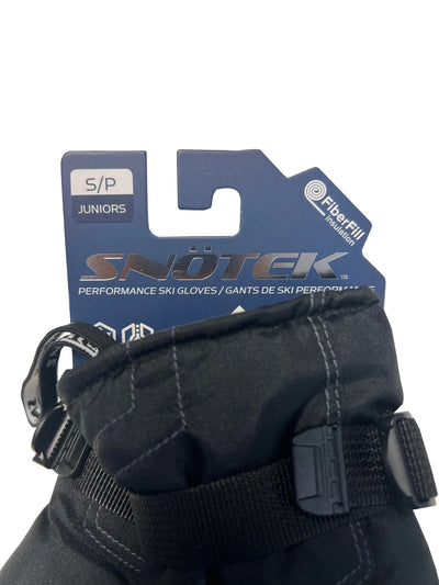 Snotek Junior's Black Stitched Performance Winter Ski Gloves ST318 (S03)