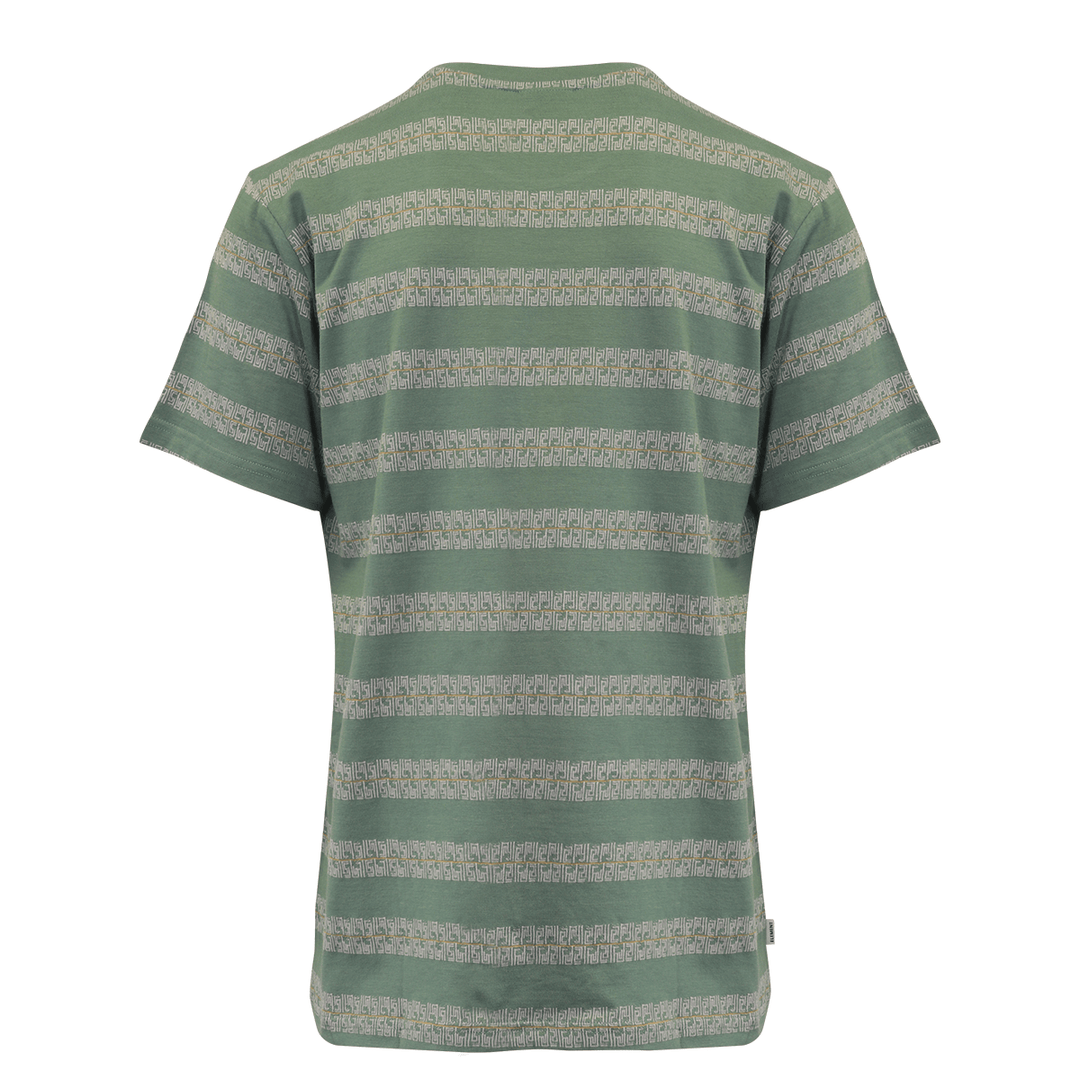 Element Men's T-Shirt Green Pink Orange Lines Striped Crew Neck S/S (S07)