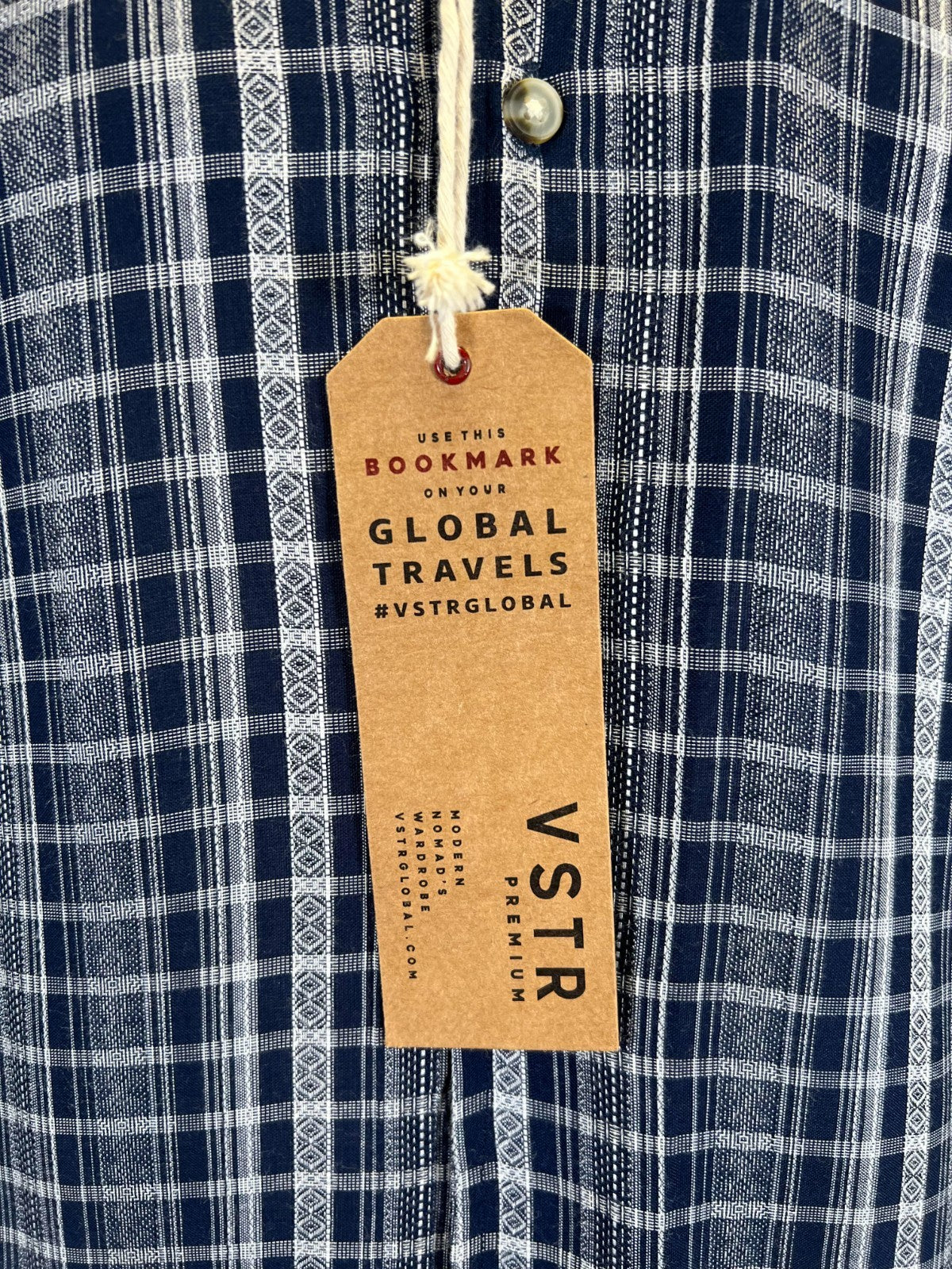Vstr Premium Men's Navy Shirt Vertical Stiped Button Down Short Sleeve (S03)