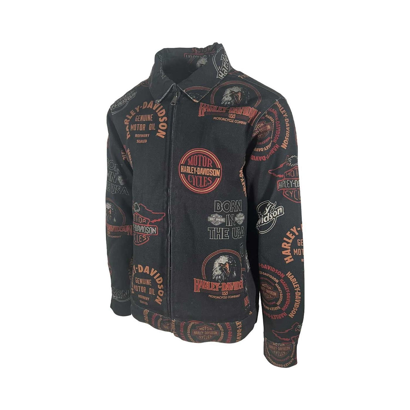 Harley-Davidson Men's Harley Black All Over Print Jacket 80s Tank Twill (S89)