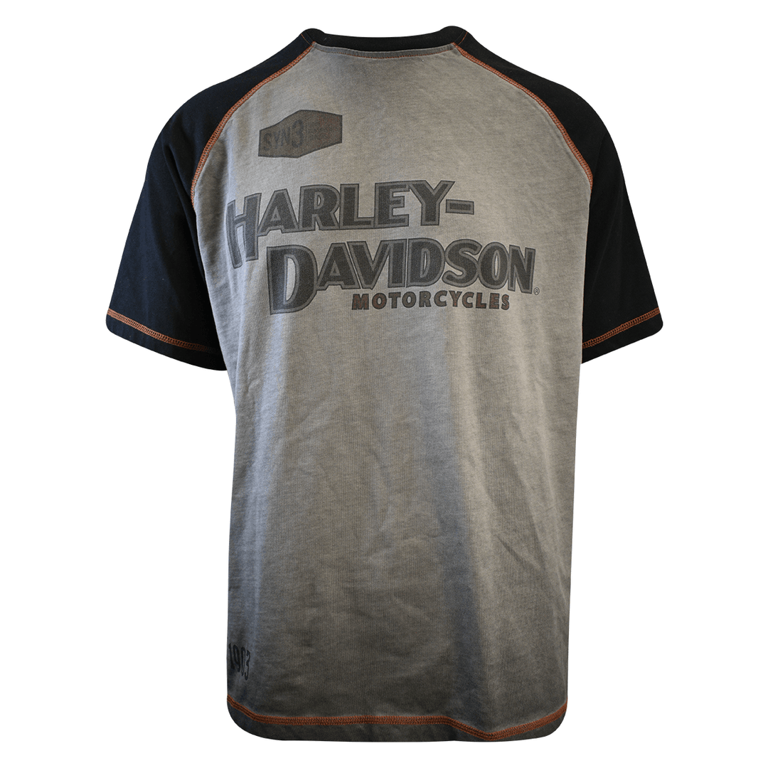 HD Branded Men's T-Shirt Grey Black Iron Bond Raglan Short Sleeve (S58)
