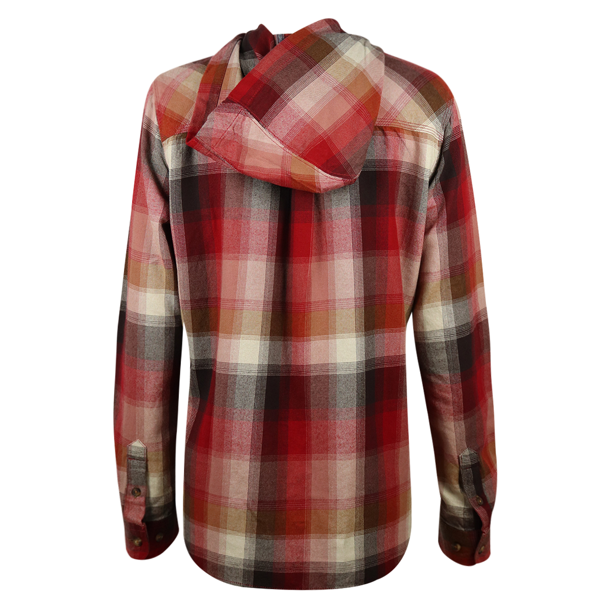 Carhartt Women's True Red Dark Brown Cream Plaid Hooded L/S Woven Shirt