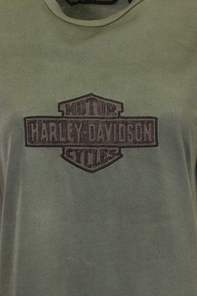 Harley-Davidson Women's T-Shirt Olive Green Embroidered Official Logo S/S (S36)