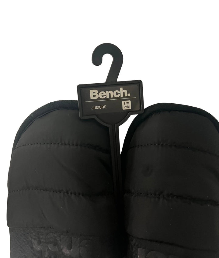 Bench Juniors Kid's Black Puffer Slippers Sherpa Quilted Slide FiberFill (S03)