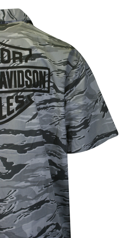 Harley-Davidson Men's Grey Bar & Shield Camo Shirt Allover Custom Print (S62)