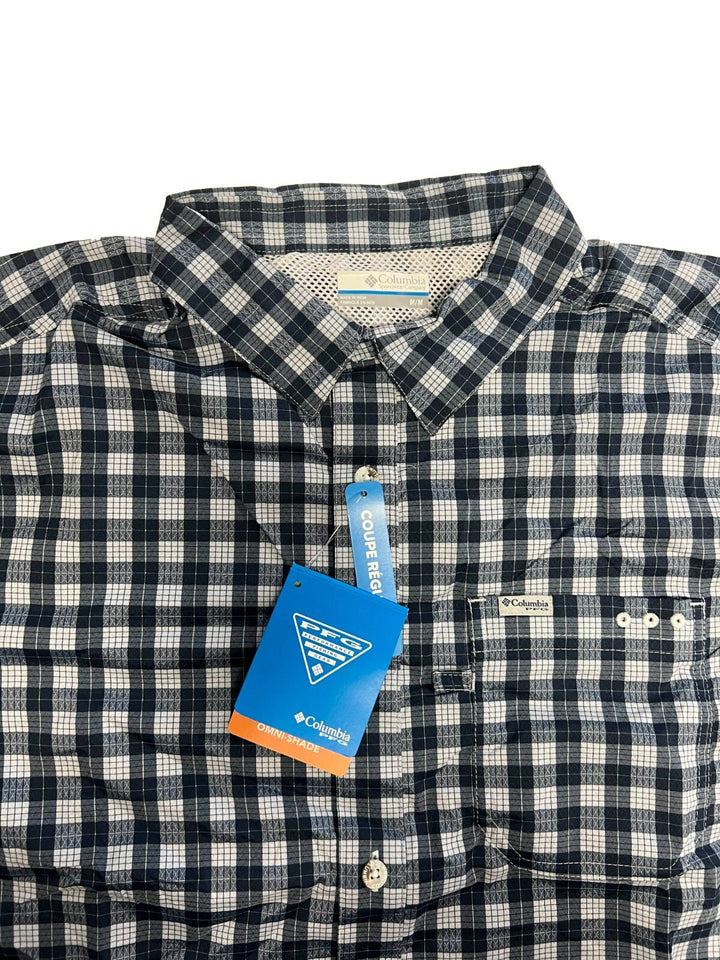 Columbia Men's Shirt PFG Super Slack Tide Camp Palaka Plaid Short Sleeve