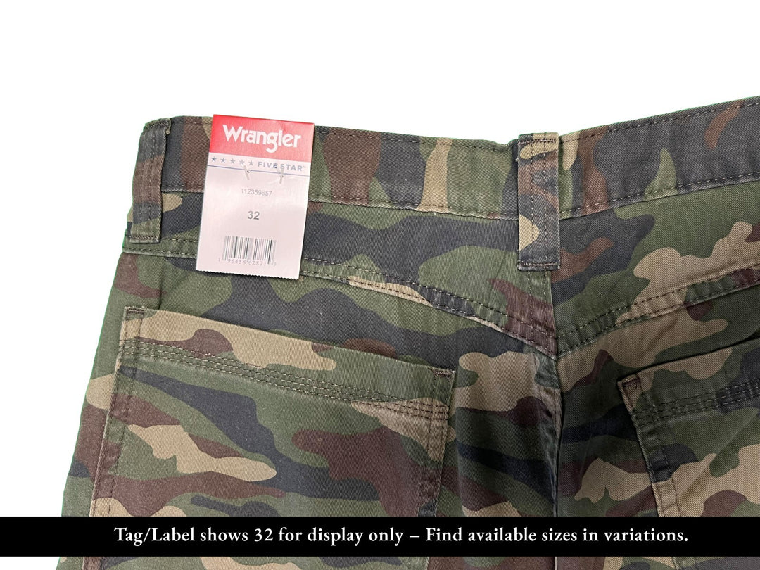 Wrangler Men's Smooth Camo Pant Fleece Lined Cargo Relaxed Fit Five Star (S02)