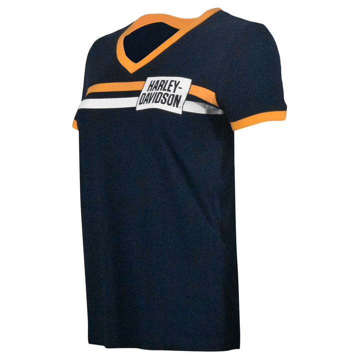 HD Branded Women's T-Shirt Essential V-Neck Ringer Short Sleeve (S03)