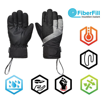 Snotek Men's Black & Grey Performance Ski Gloves ST206 (S03)