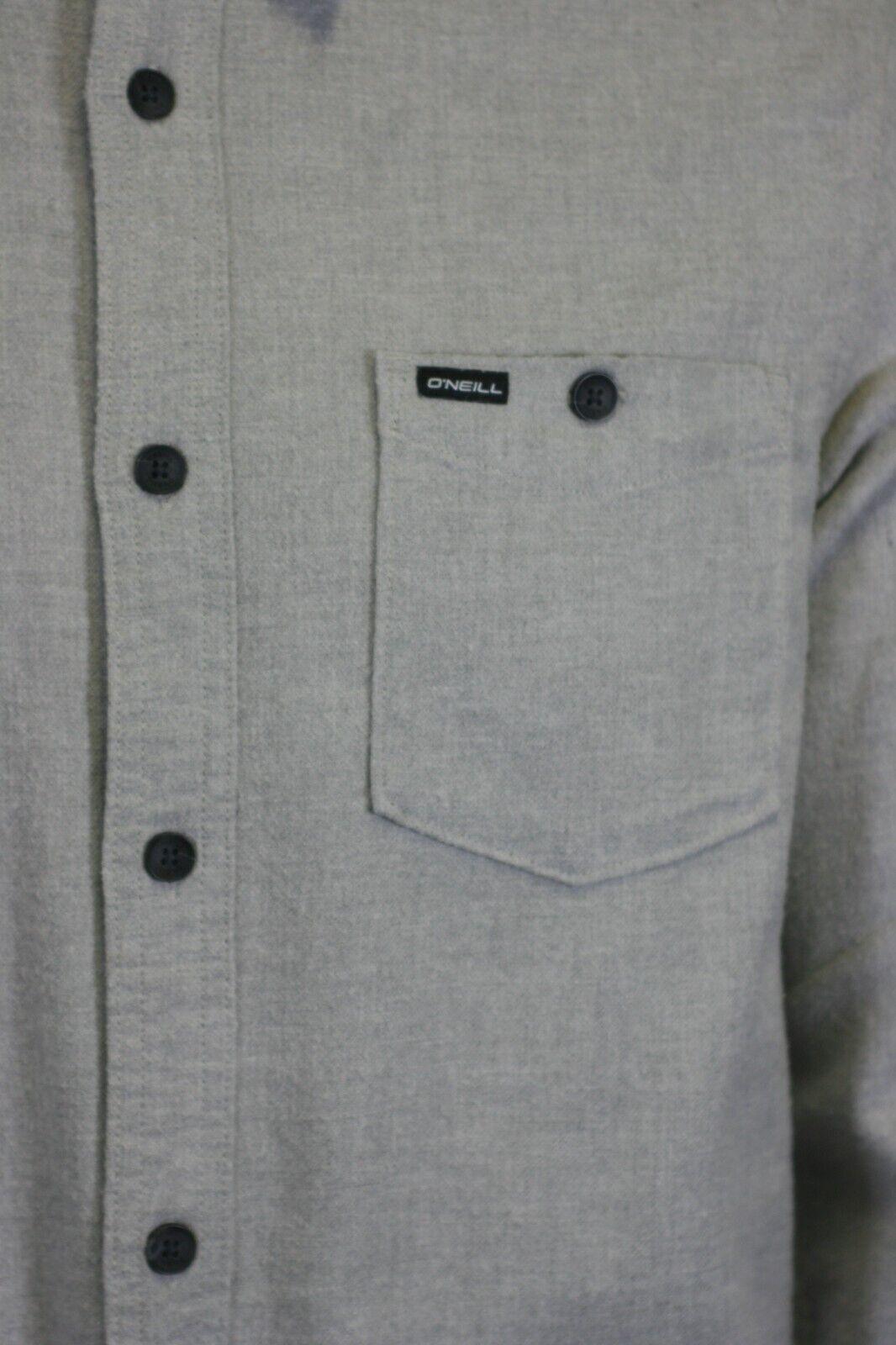 O'Neill Men's Light Grey Shirt Redmond Solid Stretch Flannel Long Sleeve (S22)