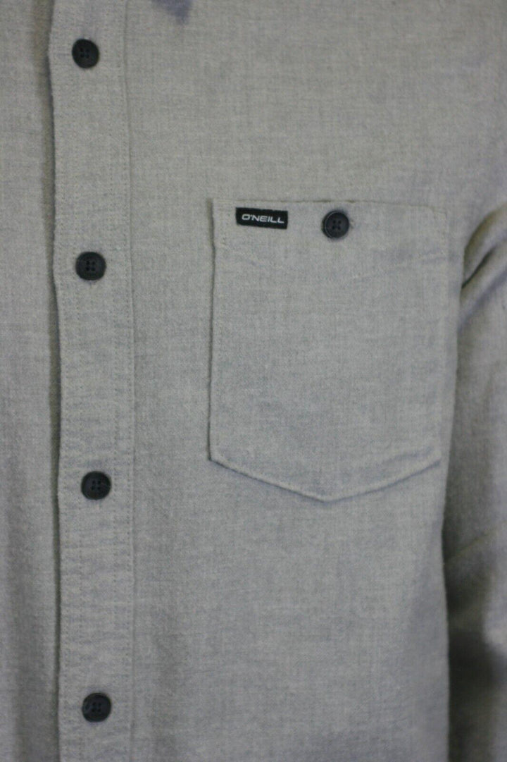 O'Neill Men's Light Grey Shirt Redmond Solid Stretch Flannel Long Sleeve (S22)