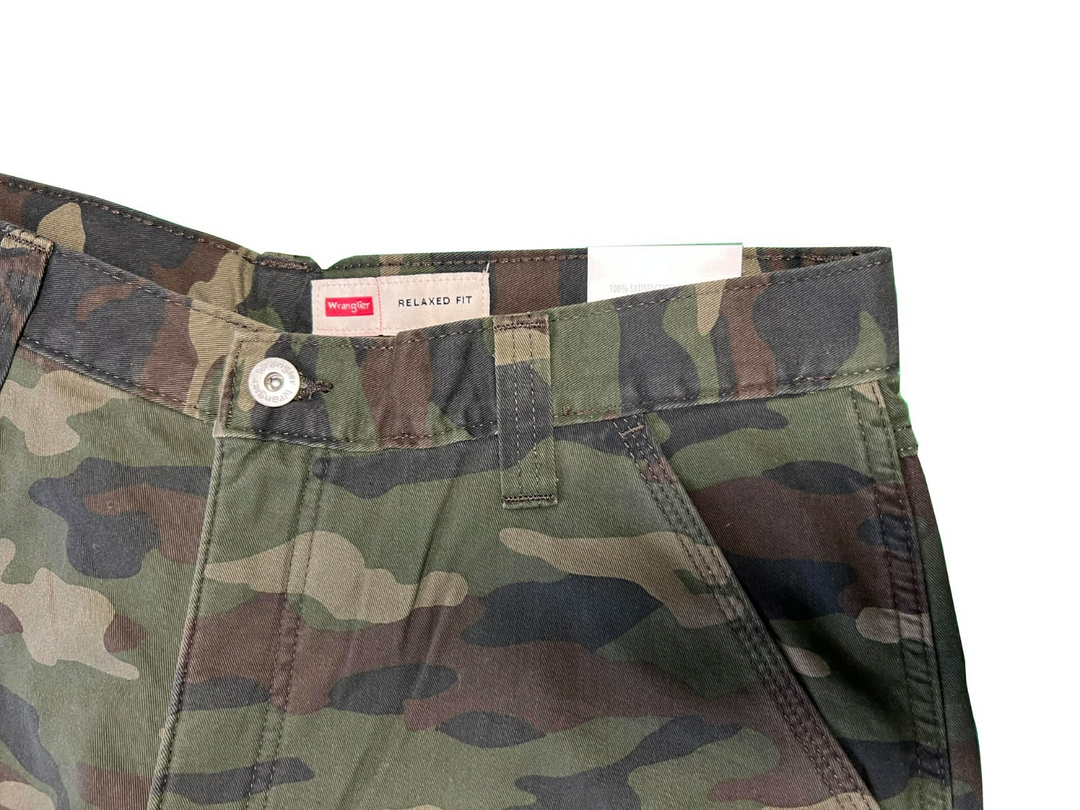 Wrangler Men's Smooth Camo Pant Fleece Lined Cargo Relaxed Fit Five Star (S02)