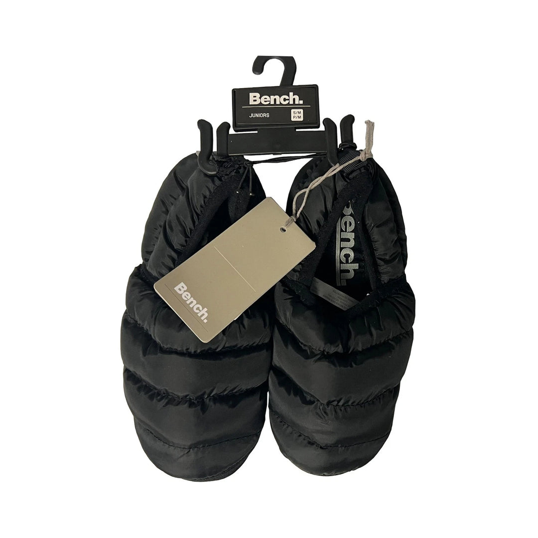 Bench Juniors Kid's Black Puffer Slippers with Rubber Sole FiberFill (S01)
