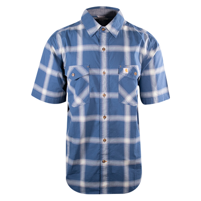 Carhartt Men's Blue Grey Plaid Lightweight S/S Woven Shirt (S10)