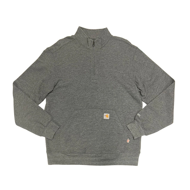 Carhart FR Men′s Granite Heather Sweatshirt Quarter Zip Mock Neck (S52)