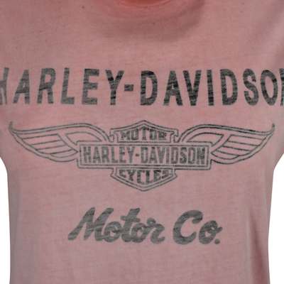 Harley-Davidson Women's T-Shirt Pink Antique Street Faded Inside Out Print (S11)