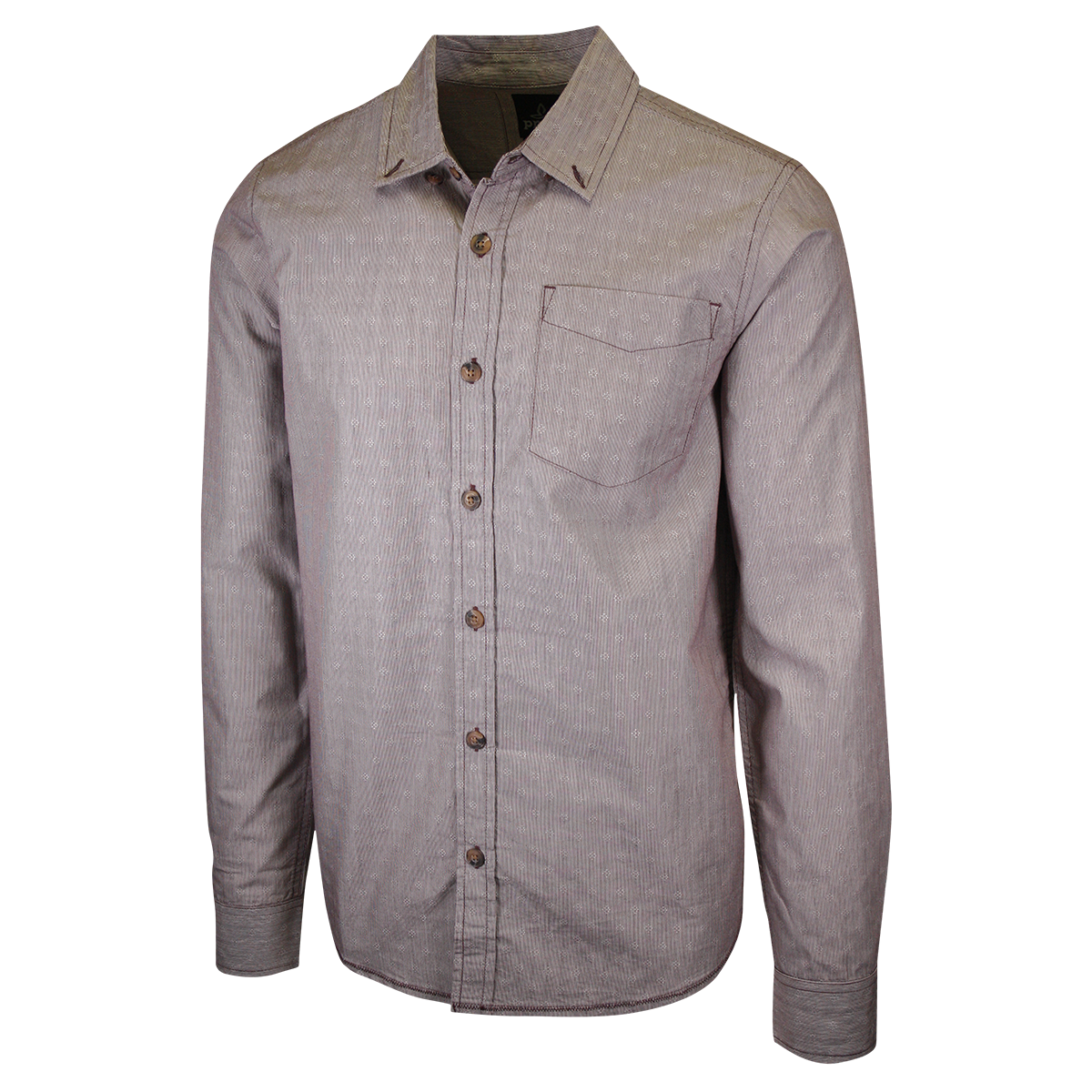 prAna Men's Diamond Pattern Striped L/S Woven Shirt (S59)