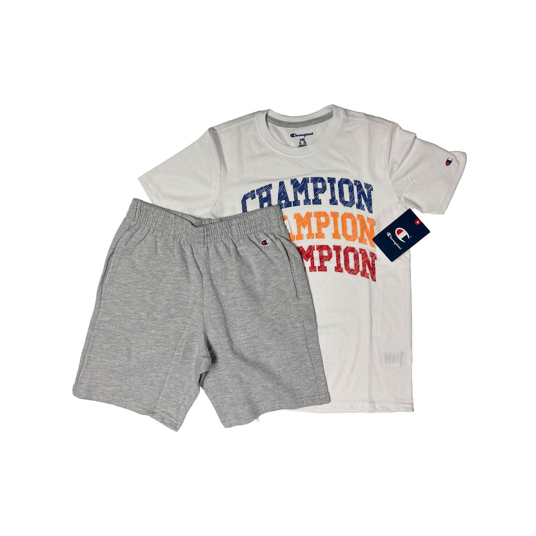 Champion Boy’s Grey White T-Shirt &amp; Short Set (S02)