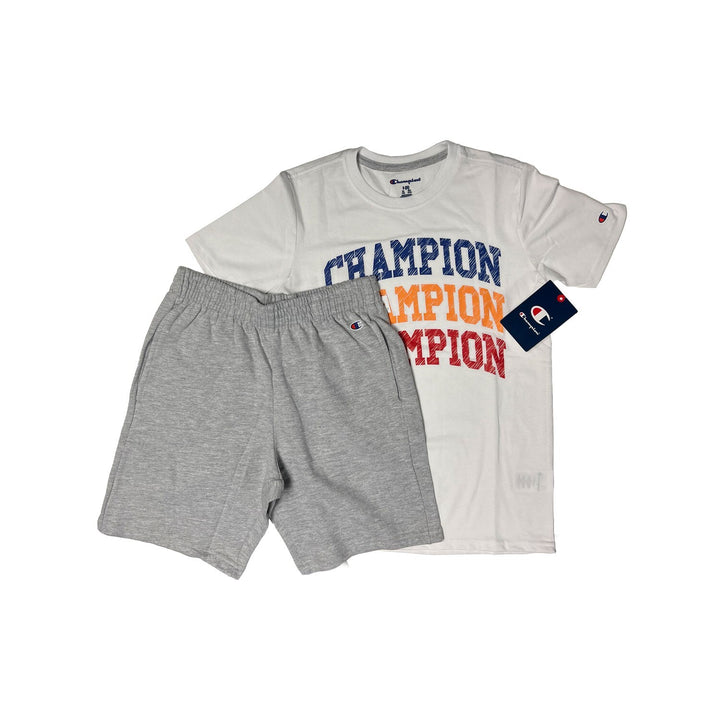 Champion Boy’s Grey White T-Shirt &amp; Short Set (S02)