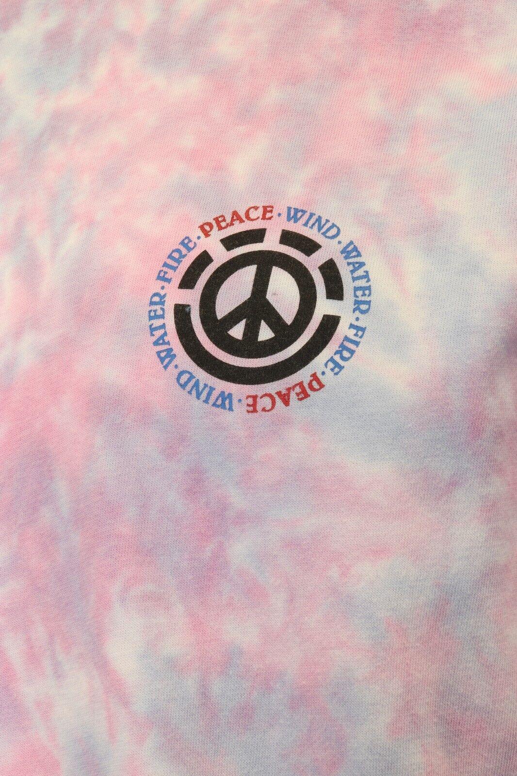 Element Men's T-Shirt Pink Purple Tie-Dye Four Elements Peace Graphic S/S (S15)