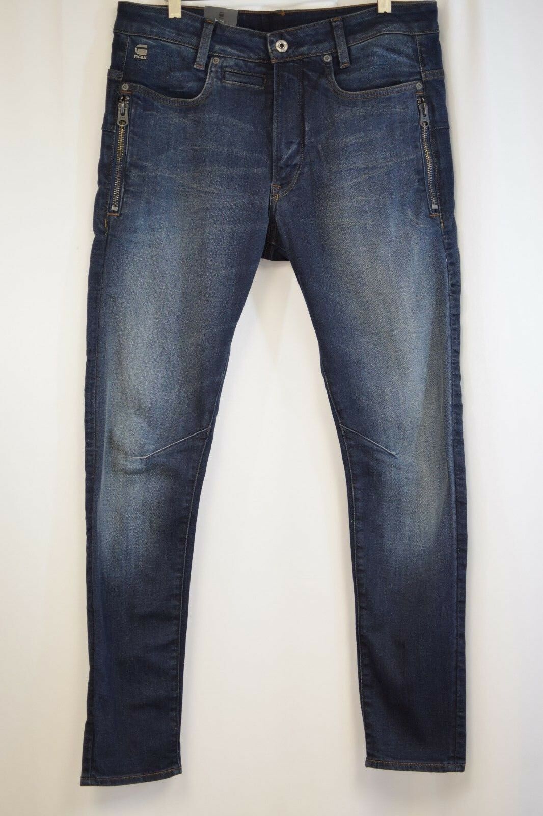 G-Star RAW Men's D-Staq Authentic Dark Aged Zip Slim Fit Jeans (Retail $180)