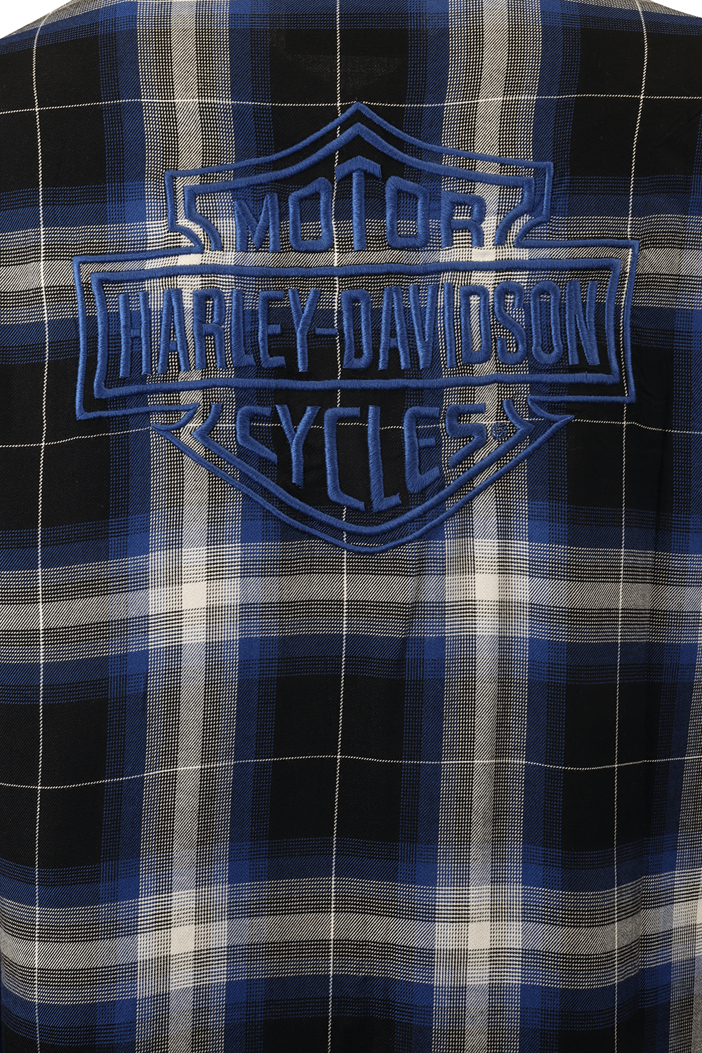 HD Branded Women's Shirt Blue Black Plaid Text L/S Woven (S20)