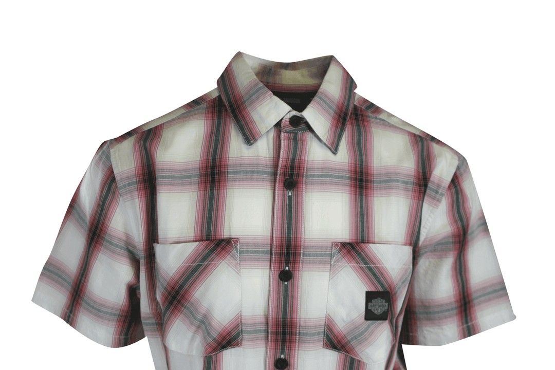 HD Branded Men's Shirt Red Plaid Forever S/S Woven (S54)