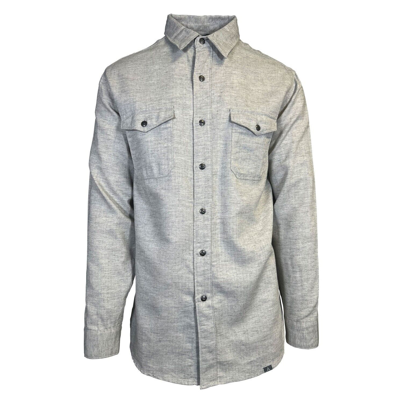 Ascend Men's Light Grey Shirt Herringbone Slub Long Sleeve (S05)