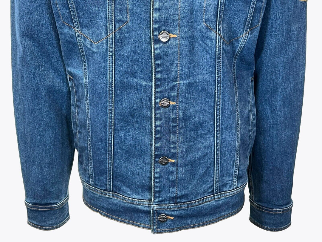 HD Branded Men's Dark Indigo Jacket Denim Chainstitch Embroidery (S77)
