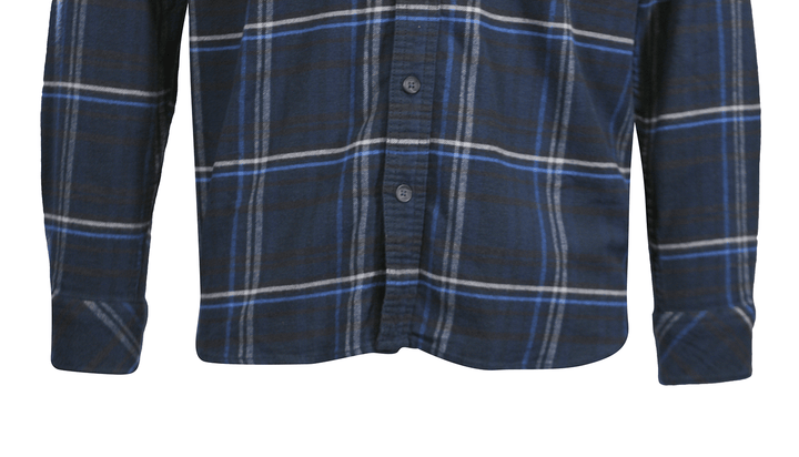 O'Neill Men's Navy Shirt Redmond Plaid Stretch Flannel White Lined L/S (S23)