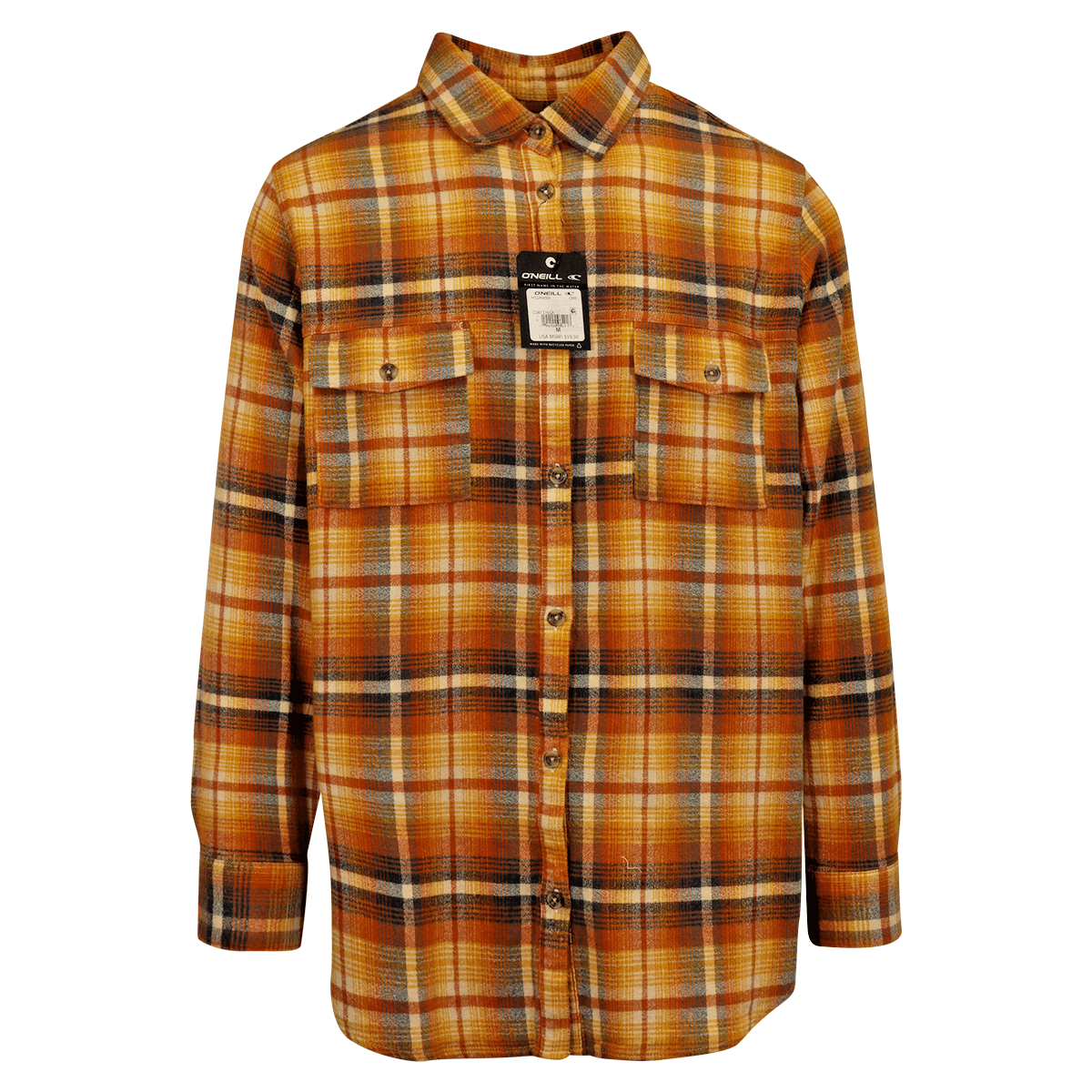 O'Neill Women's Flannel Shirt Sunshine Yellow Coat Check L/S (S15)