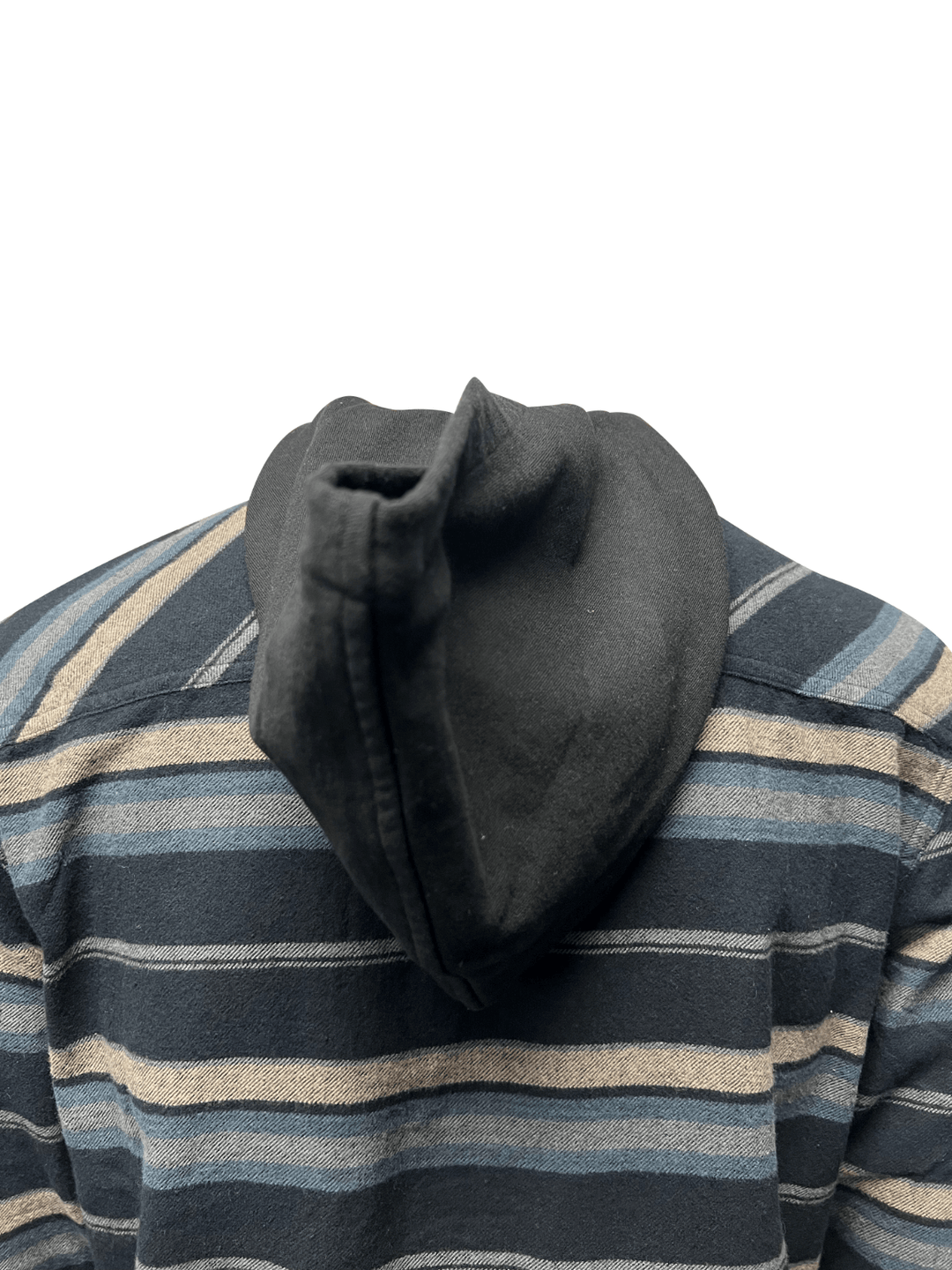 O'Neill Men's Black Flannel Shirt Redmond Hooded Horizontal Striped (S31)