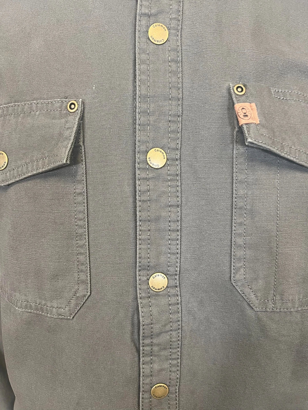 Coleman Men's Grey Jacket Fleece Lined Snap Closure Durable Canvas Shirt (S01)