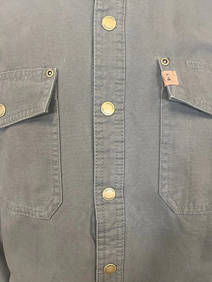 Coleman Men's Grey Jacket Fleece Lined Snap Closure Durable Canvas Shirt (S01)