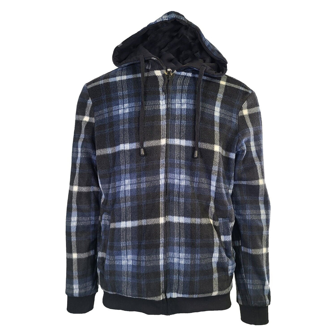 Powerfix Profi Men's Black Hoodie 2 in 1 Reversible Black Blue Plaid (S02)