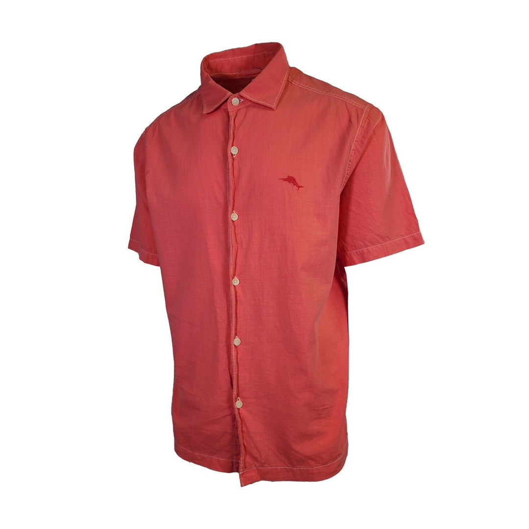Tommy Bahama Men's Salmon Pink Shirt Logo Short Sleeve Button (S05)