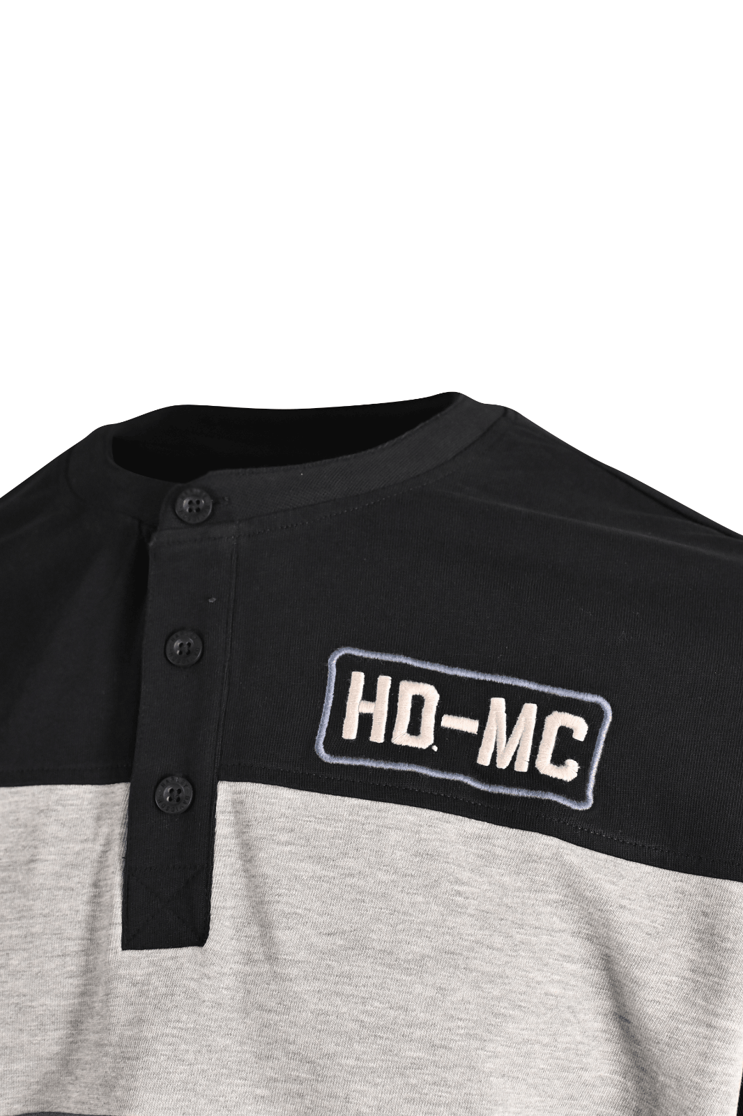 HD Branded Men's Henley T-Shirt Black Beauty Colorblock HD-MC Long Sleeve