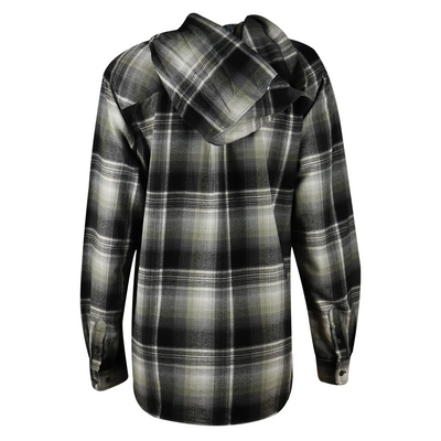 Carhartt Women's Black Ash Grey White Plaid Hooded L/S Woven Shirt