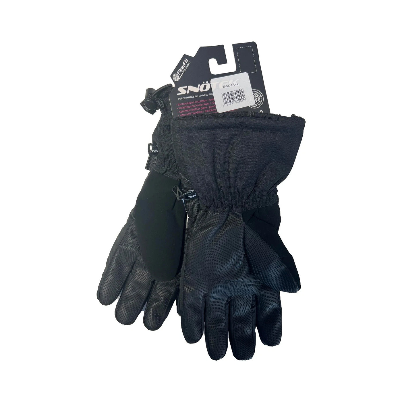 Snotek Women's Black Stitched Zip Performance Winter Ski Gloves ST118 (S02)