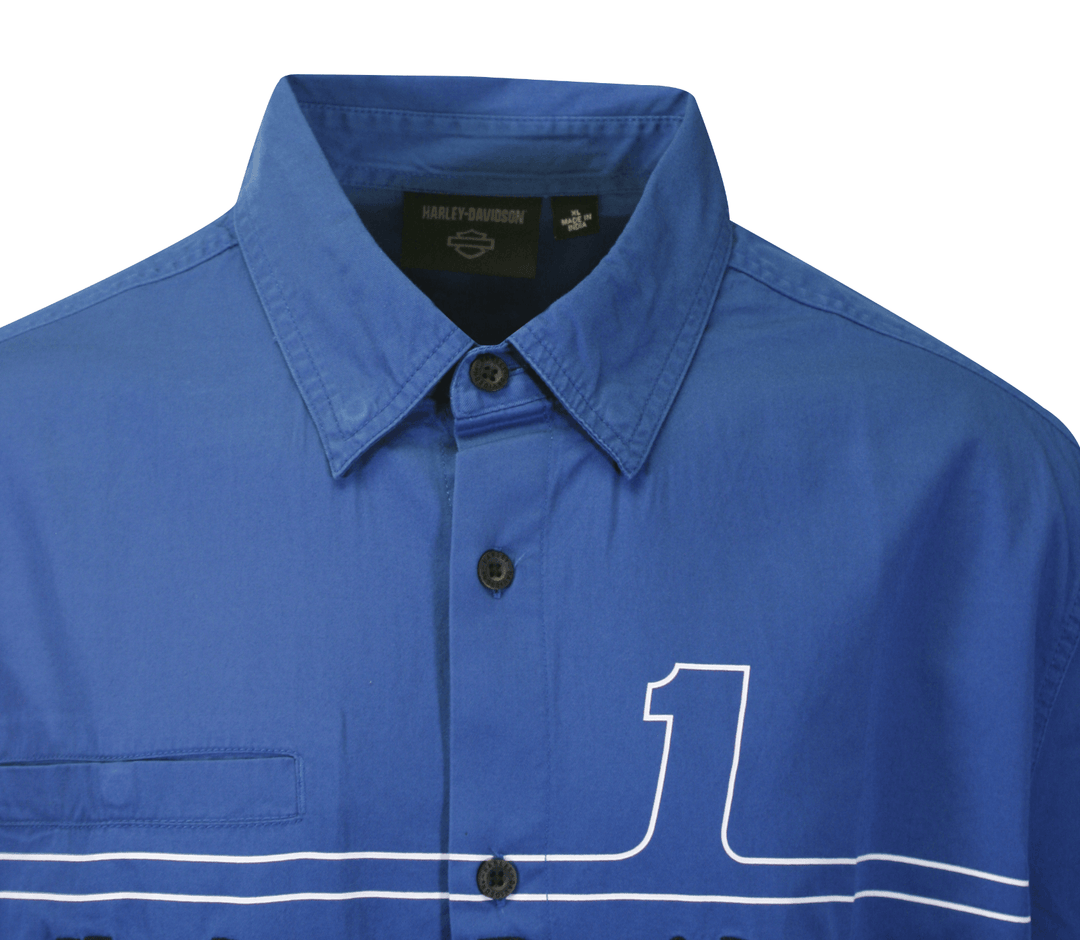 HD Branded Men's True Blue Shirt #1 Racing Logo Short Sleeve (S19)