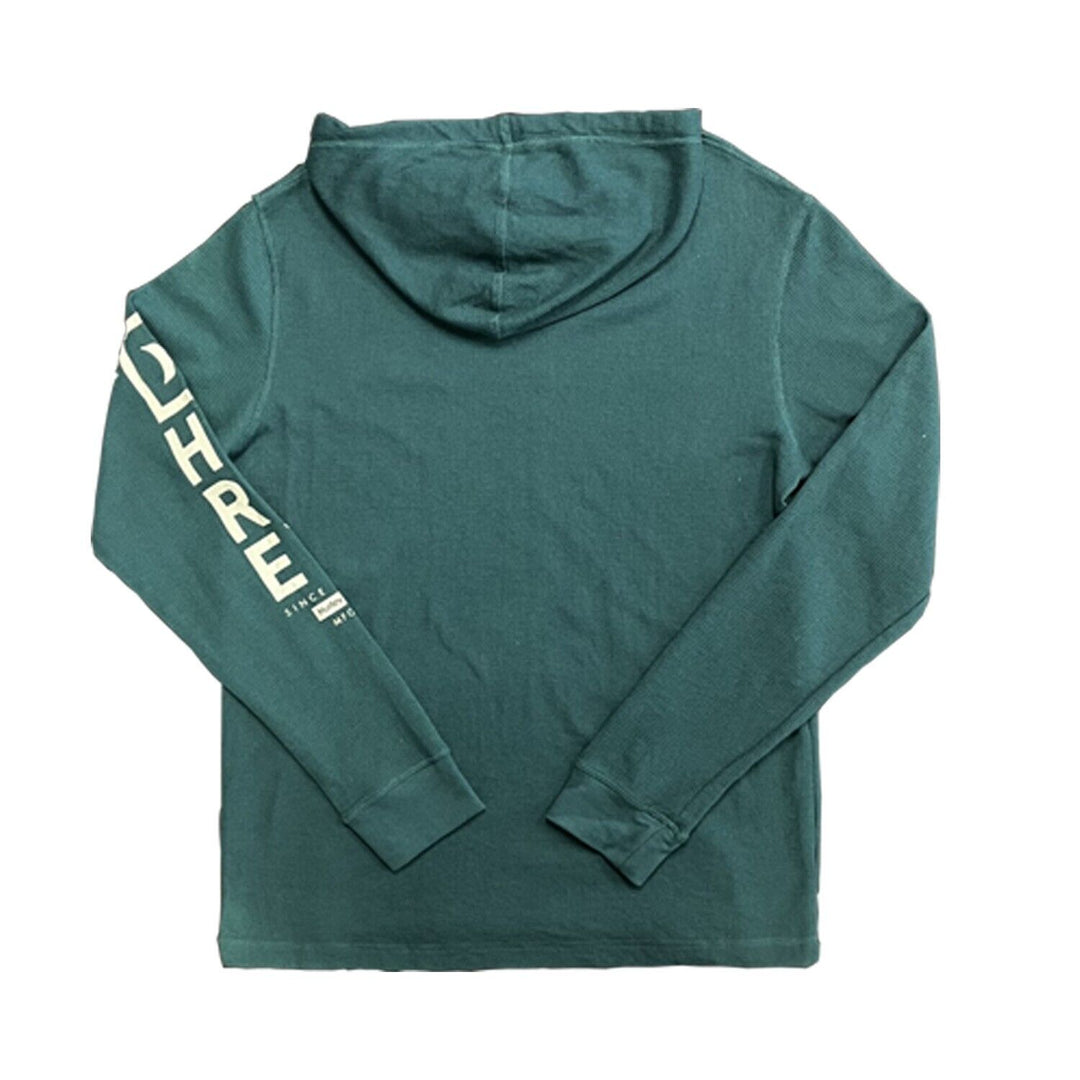 Hurley Men’s Green Hoodie Waffle Knit Sweatshirt Pullover Hooded (S01)