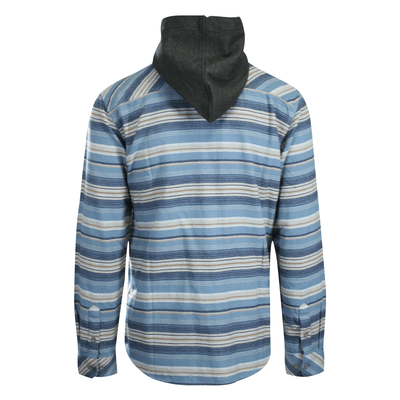 O'Neill Men's Blue Shadow Flannel Shirt Redmond Hooded Horizontal Striped (S18)