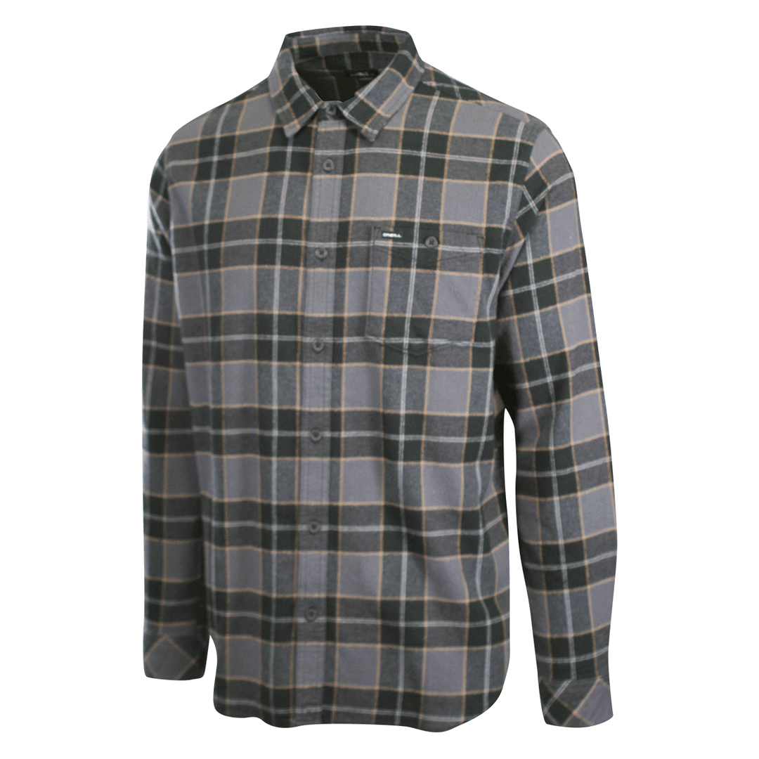 O'Neill Men's Black Shirt Redmond Plaid Stretch Flannel Long Sleeve (S26)