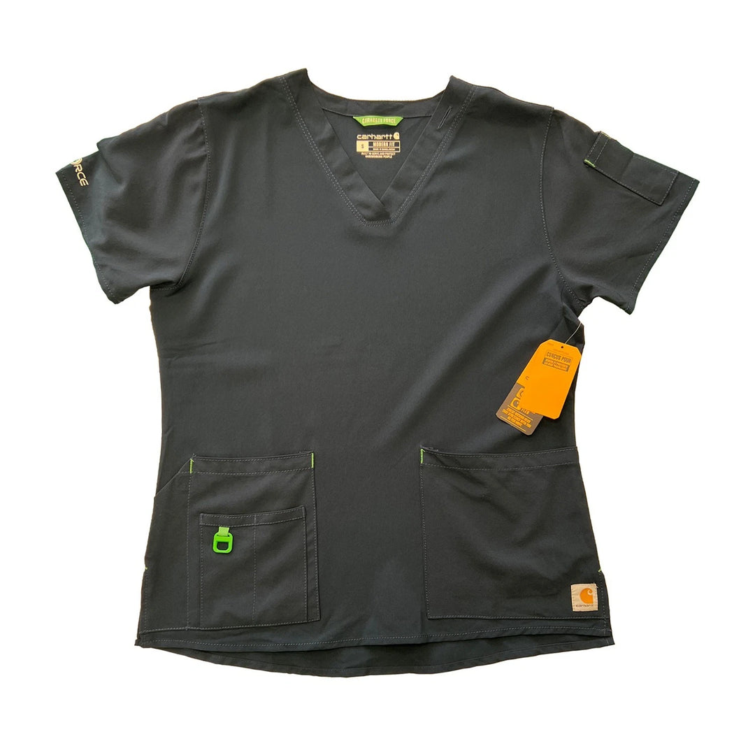 Carhartt Women's Scrub Force Pocket Rugged Flex V-Neck Solid Top D Ring (M03)