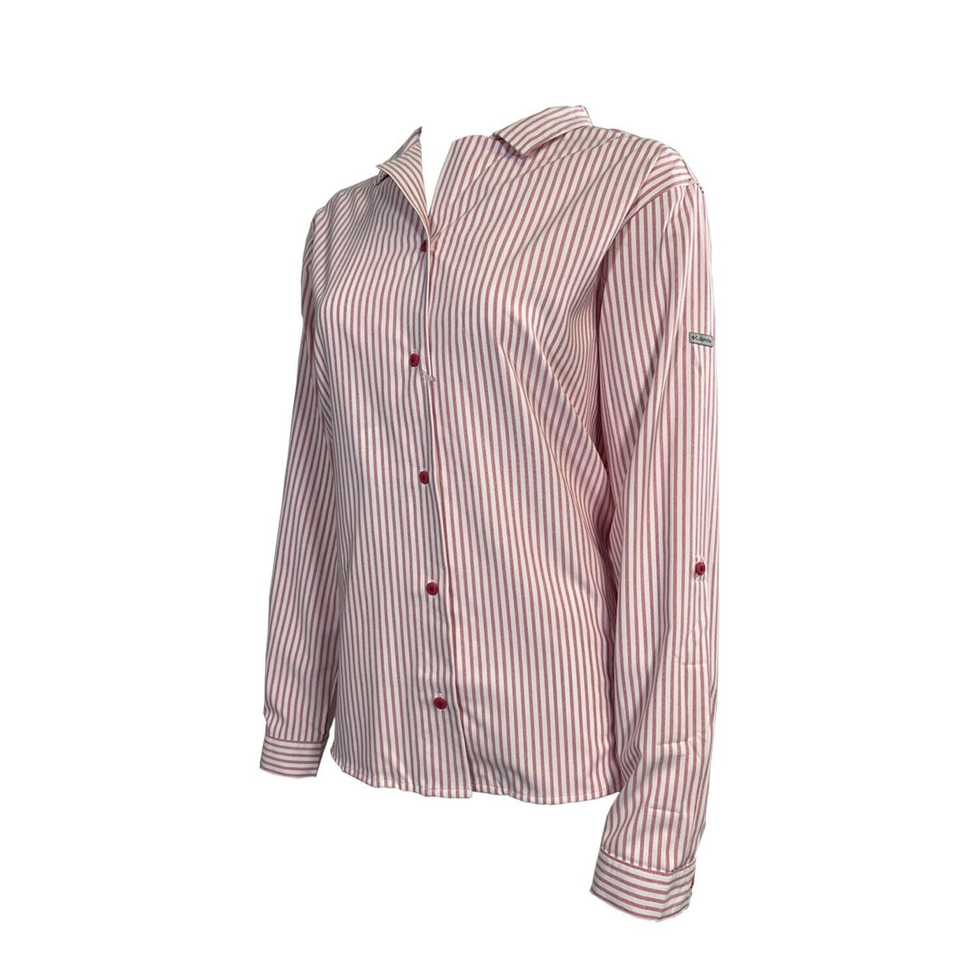 Columbia Women's Shirt Pink Striped W Ross River Trail EXS Woven L/S (693)