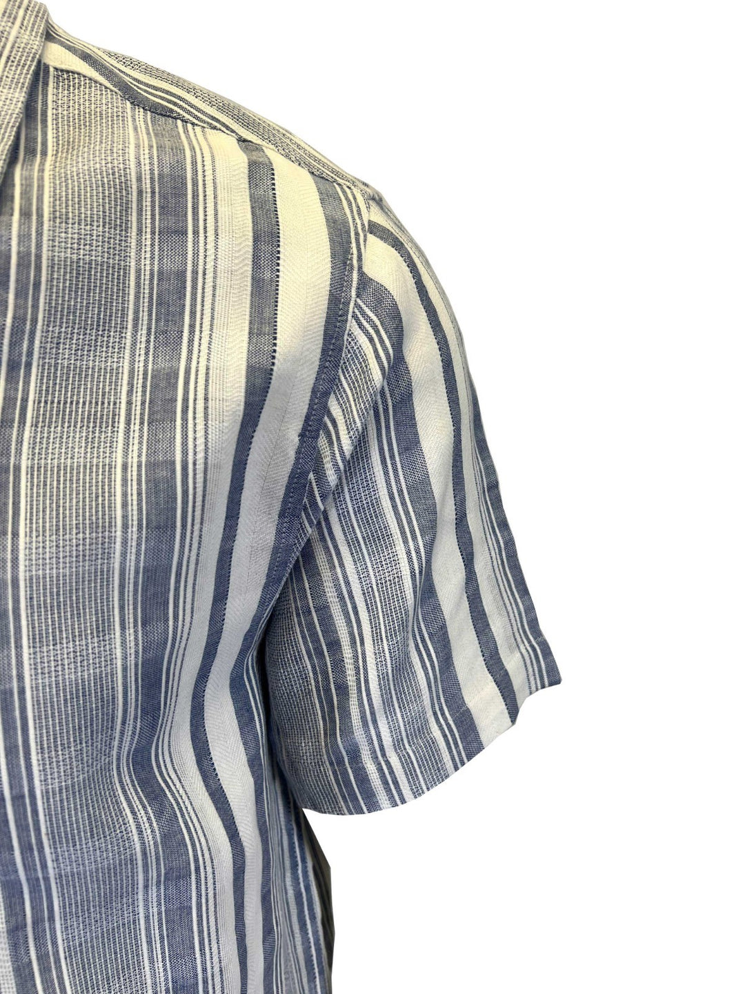 Vstr Premium Men's Navy White Shirt Vertical Stiped Button Down S/S (S01)