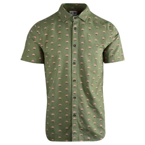 O'Neill Men's Shirt Green Sunset Print Chambray Short Sleeve Woven (360)