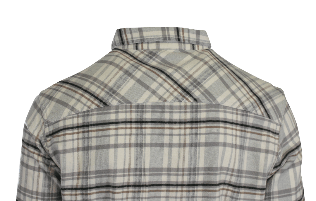 O'Neill Men's Cream Shirt Redmond Plaid Stretch Flannel Long Sleeve (S30)