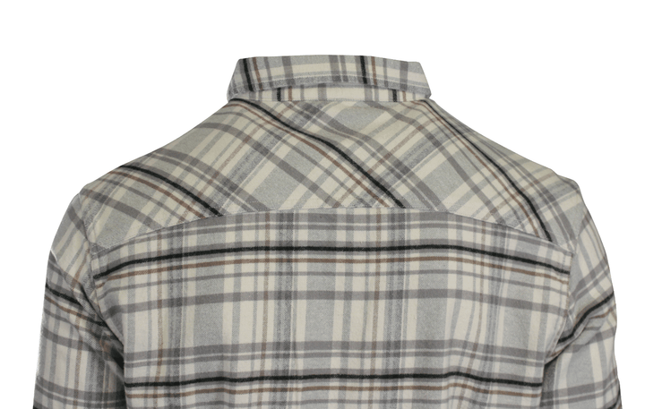 O'Neill Men's Cream Shirt Redmond Plaid Stretch Flannel Long Sleeve (S30)