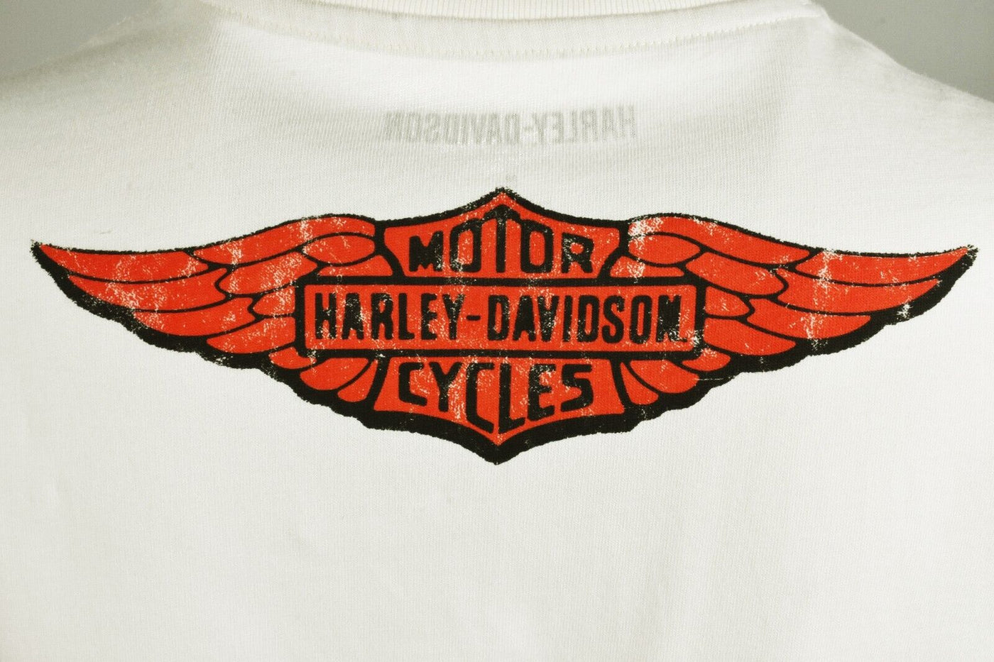 Harley-Davidson Women's T-Shirt White Orange Block Letters Logo Tee (S17)